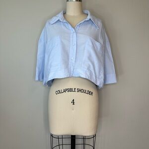 Zara Dusty Blue Crop Top